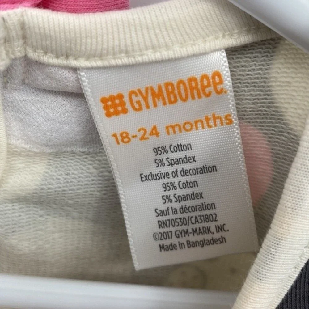 Gymboree 18-24 months Owl Polka Dot Sweatshirt Gray Pink Crew Neck Long Sleeve